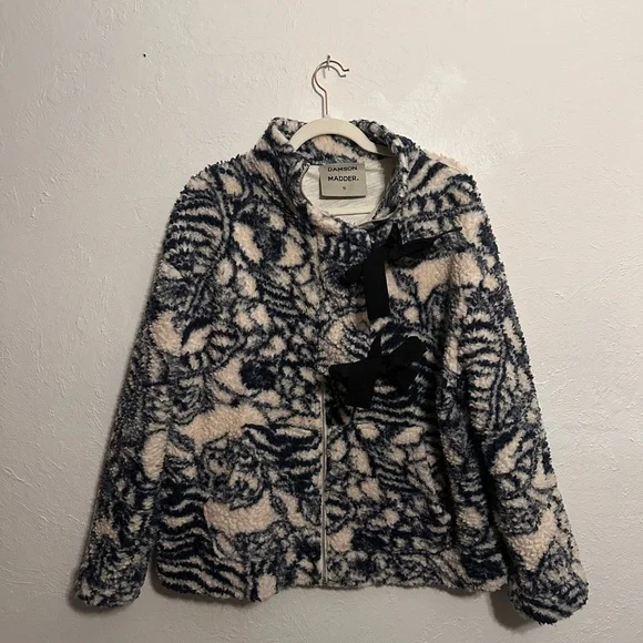 Damson Madder Ingrid Borg Bow Fleece Teddy Jacket - Picture 5 of 8